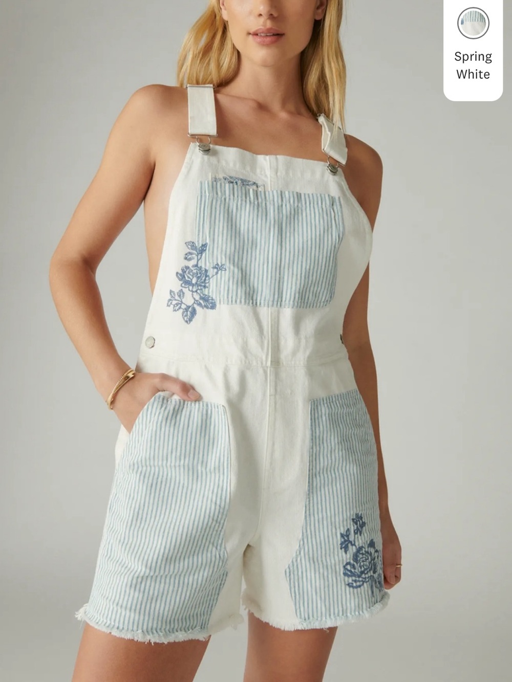 Lucky Brand x Laura Ashley - White Denim Shorts Overalls - Women’s size Medium